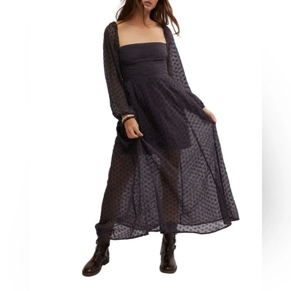 NEW Free People Malina Maxi Dress in Dark Scales - Picture 7 of 16